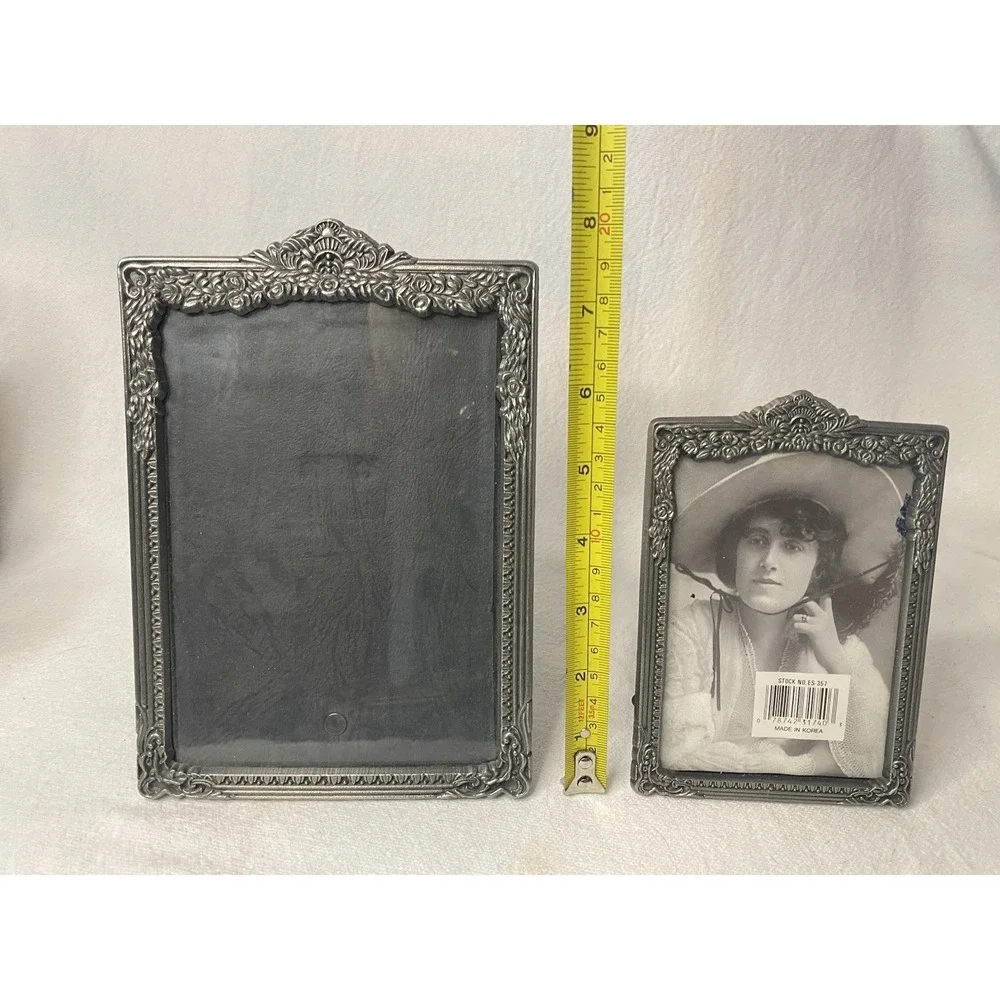 Two Matching Victorian Style Pewter Picture Frames
